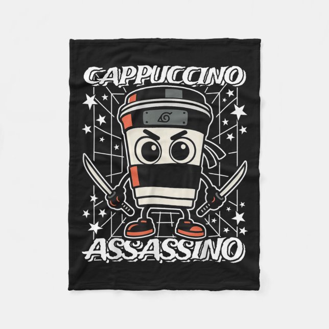 Cappuccino-assino Italienisch-Brainrot Kaffeesassa Fleecedecke (Vorderseite)