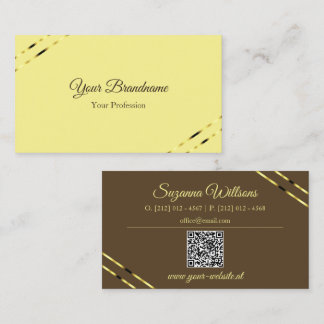 Cappuccino Beige Gold Linien mit QR Code Elegant Visitenkarte