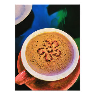 Cappuccino-Cup mit Blumenschaum Fotodruck