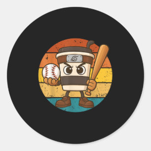 Cappuccino Inn Baseball Niedlich Italienisch Brain Runder Aufkleber