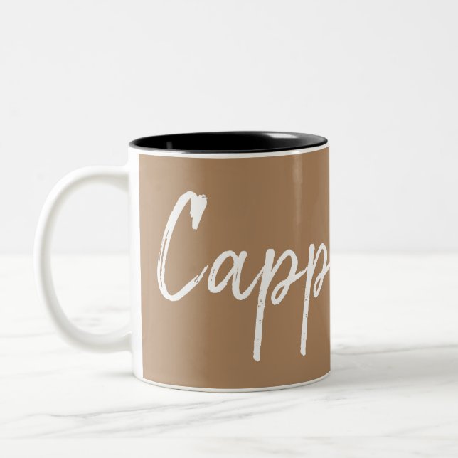 Cappuccino-Kaffee liebt Typografie Zweifarbige Tasse (Links)