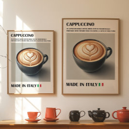 Cappuccino Kaffeepapiere, italienische Latte Art W Poster