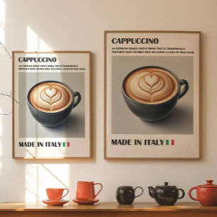 Cappuccino Kaffeepapiere, italienische Latte Art W Poster