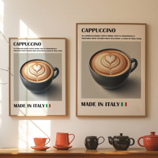 Cappuccino Kaffeepapiere, italienische Latte Art W Poster