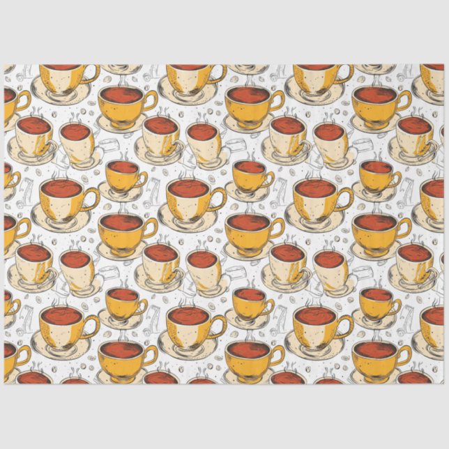Cappuccino Kaffeepephemera Collage Muster Seidenpapier (Vorderseite)