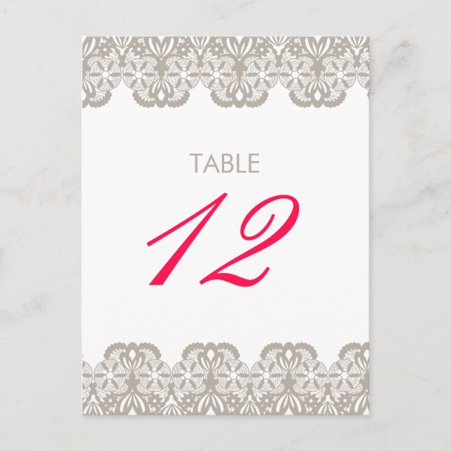 Cappuccino Lace Tischnummer Card (Vorderseite)