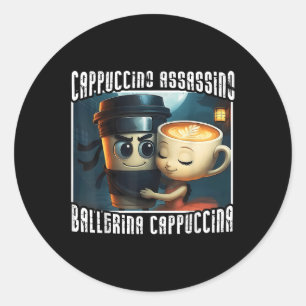 Cappuccino Liebe Ballerina Cappuccino Runder Aufkleber