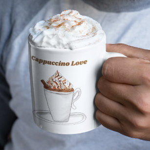 Cappuccino Liebe Wasserfarbe mit Zimt Kaffeetasse