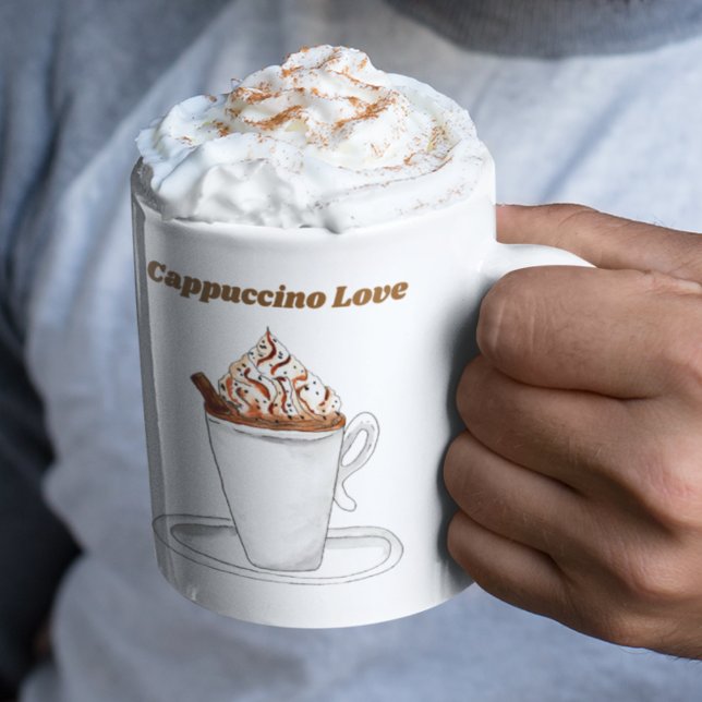 Cappuccino Liebe Wasserfarbe mit Zimt Kaffeetasse (Infuse your mornings with Cappuccino Love, one sip at a time.)