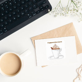 Cappuccino Liebe Wasserfarbe mit Zimt Quadratischer Aufkleber
