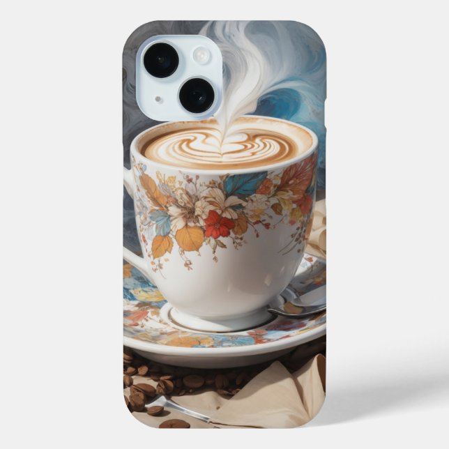Cappuccino mit Kaffeebohnen Case-Mate iPhone Hülle (Rückseite)