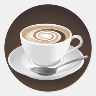Cappuccino mit Swirl Runder Aufkleber