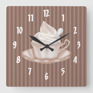Cappuccino Quadratische Wanduhr