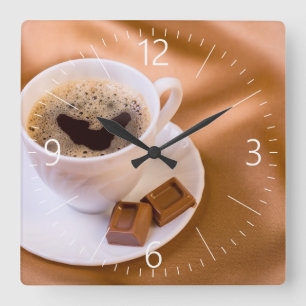 Cappuccino Quadratische Wanduhr