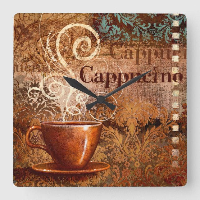 Cappucino Quadratische Wanduhr (Vorderseite)
