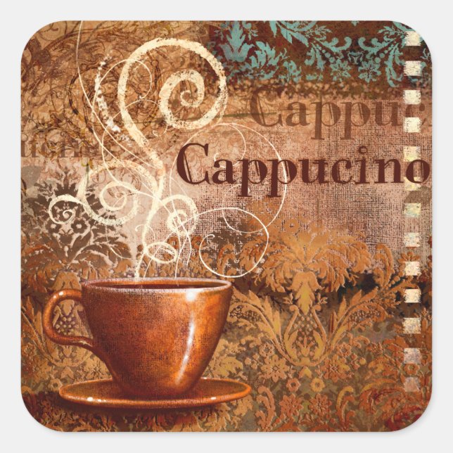Cappucino Quadratischer Aufkleber (Vorderseite)