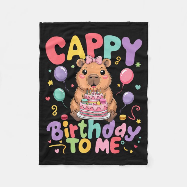 Cappy Birthday To Me Cute Capy Capybara Birthday G Fleecedecke (Vorderseite)