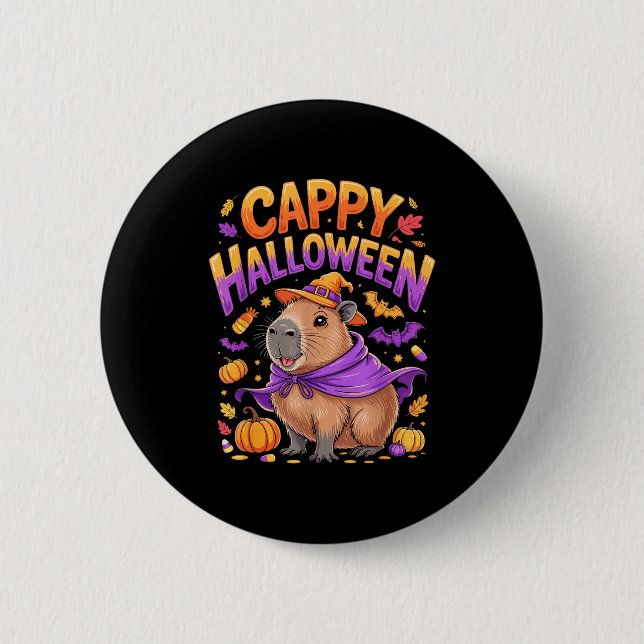 Cappy Halloween Capybara Witch  Button (Vorderseite)