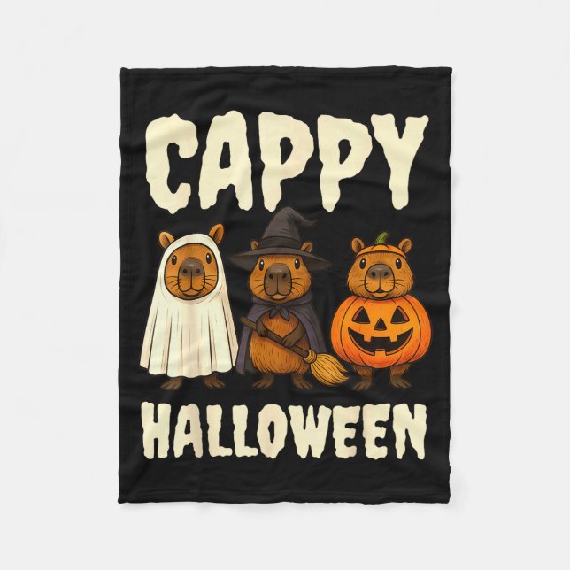Cappy Halloween Funny Capybara Ghost Witch Pumpkin Fleecedecke (Vorderseite)