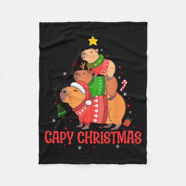 Cappy Holidays Capybara Christmas Cute Capy Xmas T Fleecedecke (Vorderseite)