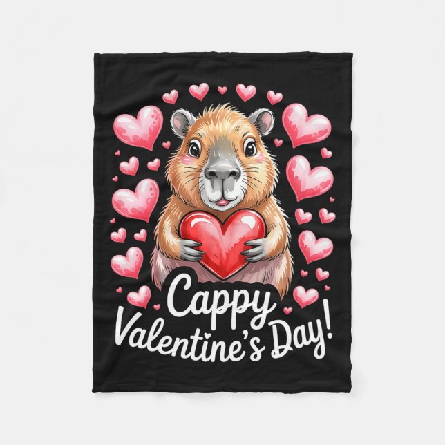 Cappy Valentine’s Day Cute Capybara Heart Design P Fleecedecke (Vorderseite)