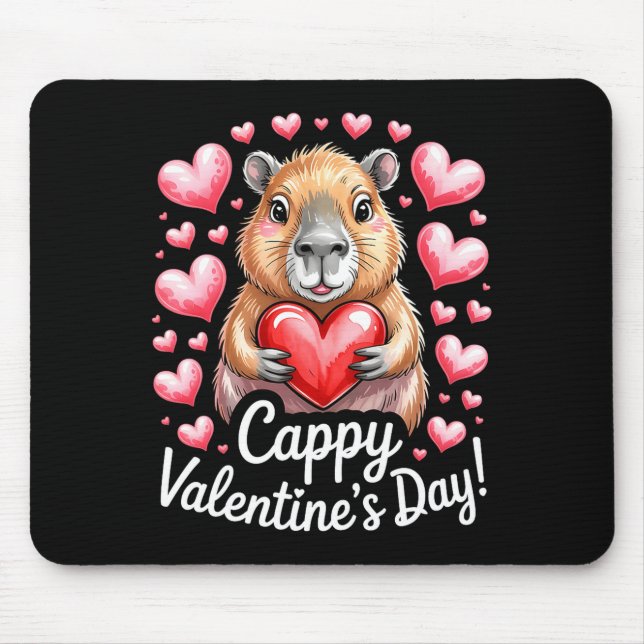 Cappy Valentine’s Day Cute Capybara Heart Design P Mousepad (Vorne)