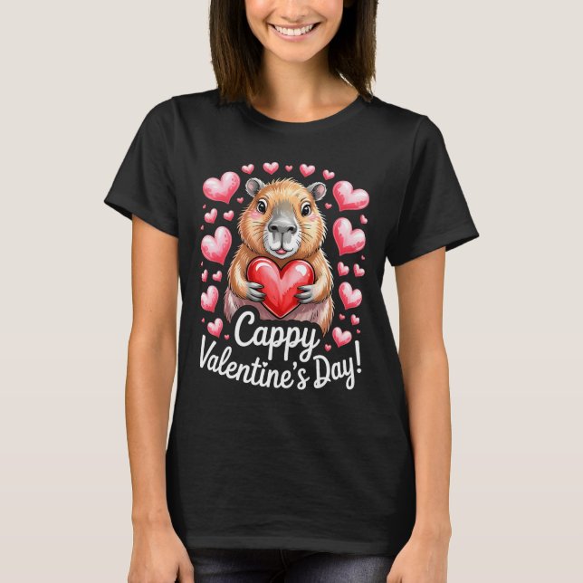 Cappy Valentine’s Day Cute Capybara Heart Design P T-Shirt (Vorderseite)