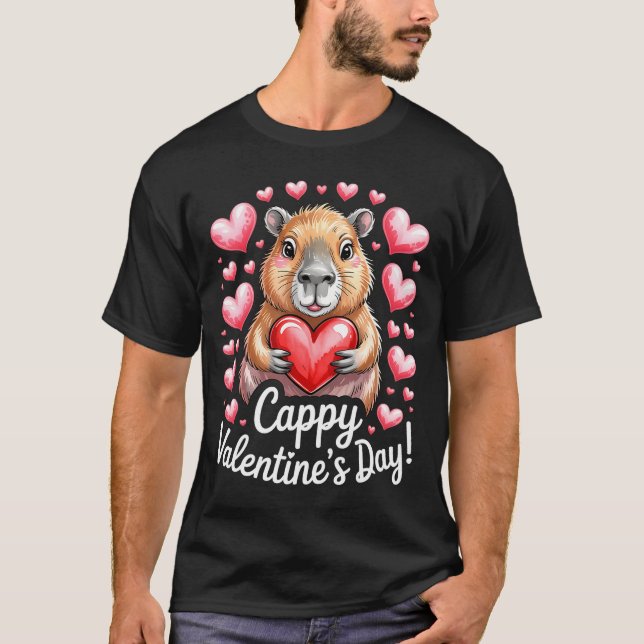 Cappy Valentine’s Day Cute Capybara Heart Design P T-Shirt (Vorderseite)