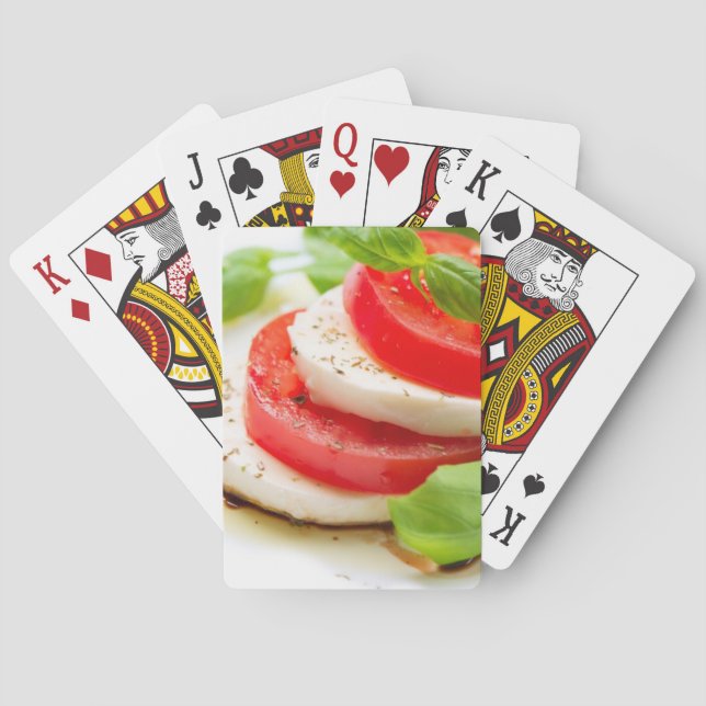 Caprese Salad. Tomaten- und Mozzarella-Scheiben Spielkarten (Rückseite)