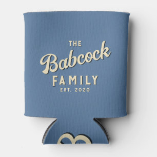 Capri Blue Retro Familienname & Jahr Dosenkühler