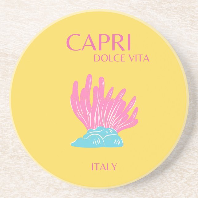 Capri Dolce Vita, Travel Art, Gelb Getränkeuntersetzer (Vorne)