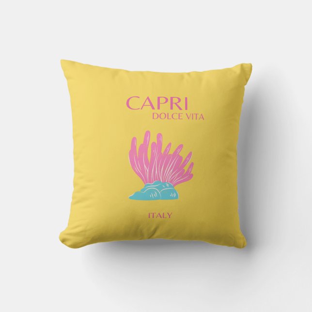 Capri Dolce Vita, Travel Art, Gelb Kissen (Vorderseite)