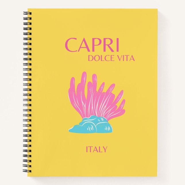Capri Dolce Vita, Travel Art, Gelb Notizbuch (Vorderseite)