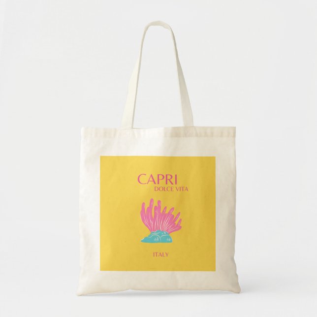 Capri Dolce Vita, Travel Art, Gelb Tragetasche (Vorne)