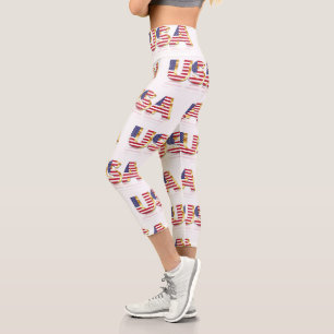 Capri Drapeau patriotique USA Leggings