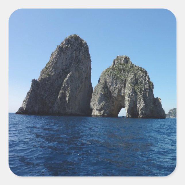 Capri Faraglion Rocks Italien Quadratischer Aufkleber (Vorderseite)