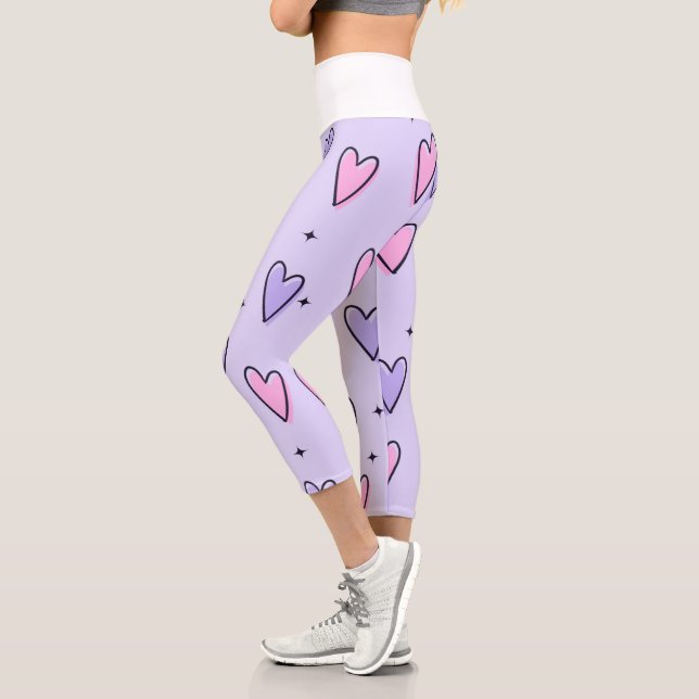 Capri Femmes Leggings amour couleur rose (Gauche)