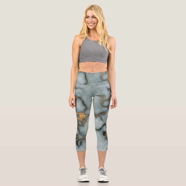 Capri Golden Vein Marble  Ocean Mist Leggings (Recto)
