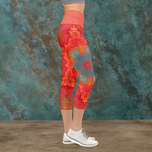 Capri Hippie psychédélique Bleu Orange et Leggings rouge