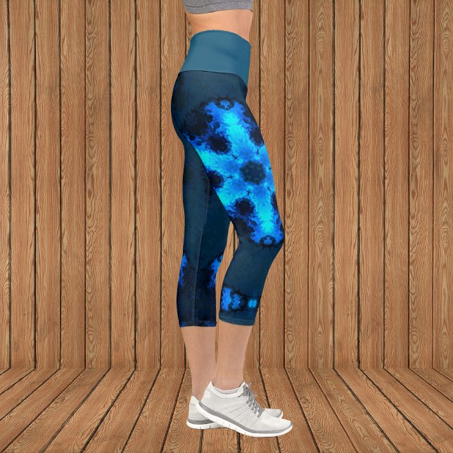 Capri Hiver psychédélique Snowflake Leggings bleus (Créateur téléchargé)