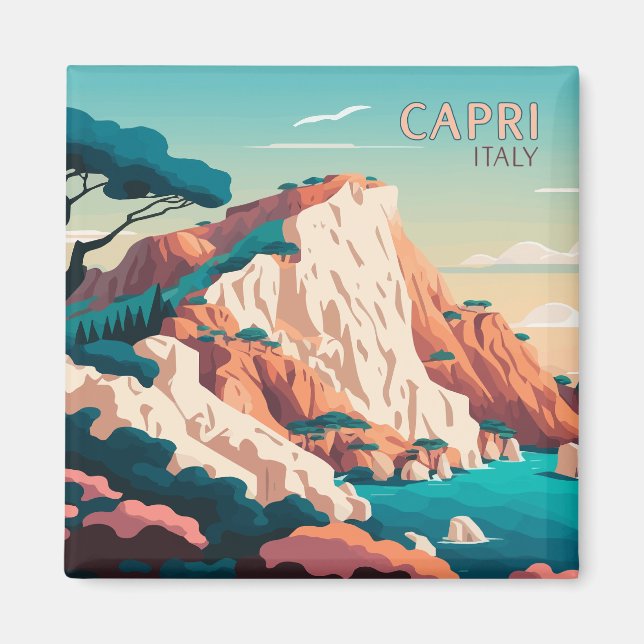 Capri Italien Lemons Mittelmeerinsel Retro Magnet (Vorne)