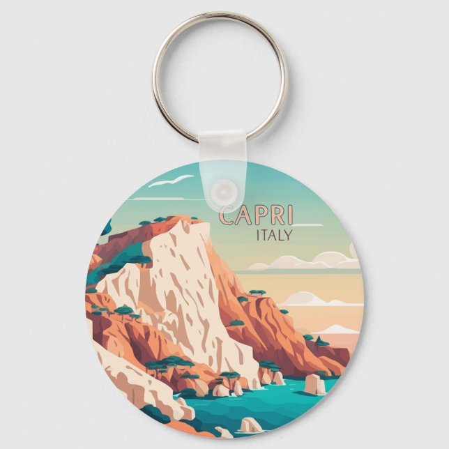 Capri Italien Lemons Mittelmeerinsel Retro Schlüsselanhänger (Vorderseite)