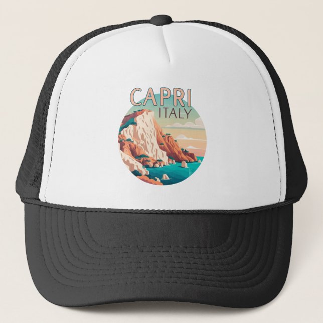 Capri Italien Lemons Mittelmeerinsel Retro Truckerkappe (Vorderseite)