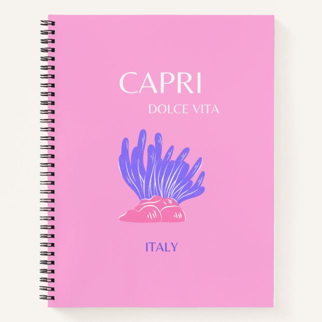 Capri, Italien, Preppy, Pink Notizbuch (Vorderseite)