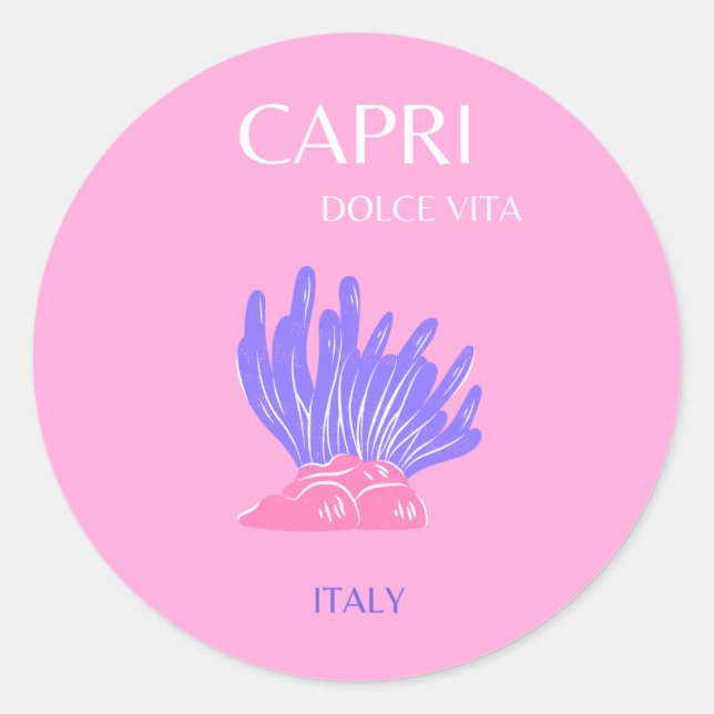 Capri, Italien, Preppy, Pink Runder Aufkleber (Vorderseite)