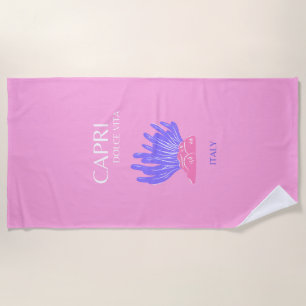 Capri, Italien, Preppy, Pink Strandtuch