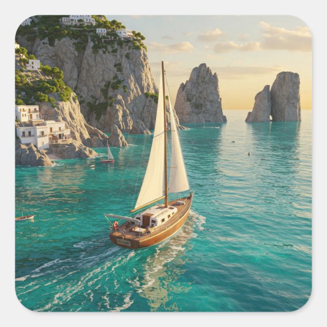 Capri Italien Reisen Quadratischer Aufkleber (Vorderseite)