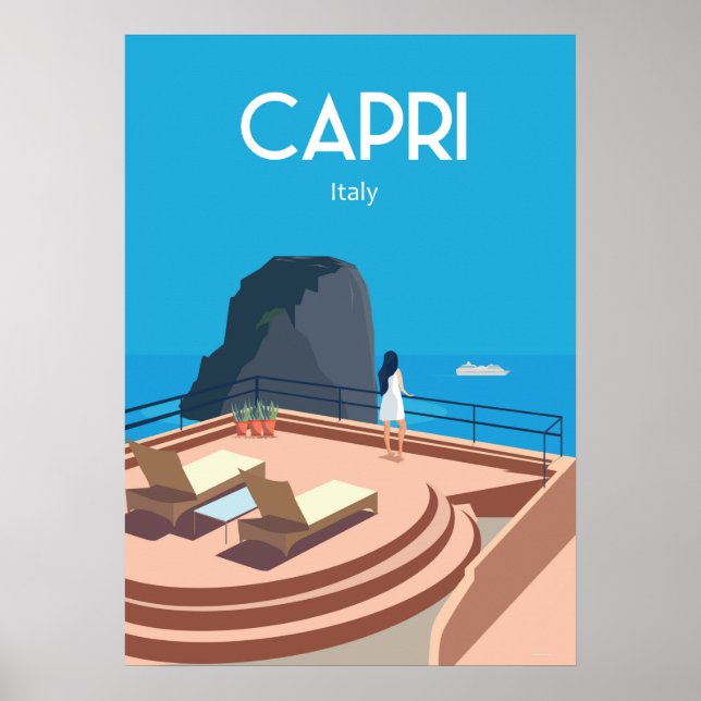 Capri Italien Reiseplakat Blaues Meer Poster (Vorne)