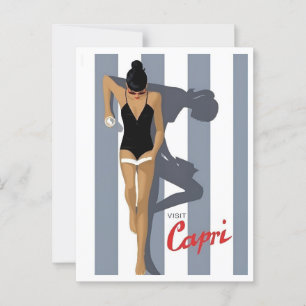 Capri Italien Retro Inspiriert Urlaub Reisen Postkarte