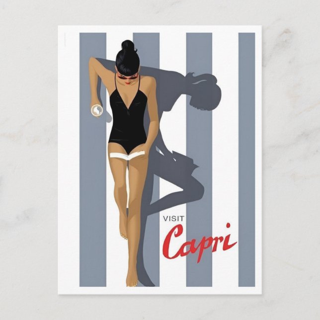 Capri Italien Retro Inspiriert Urlaub Reisen Postkarte (Vorderseite)